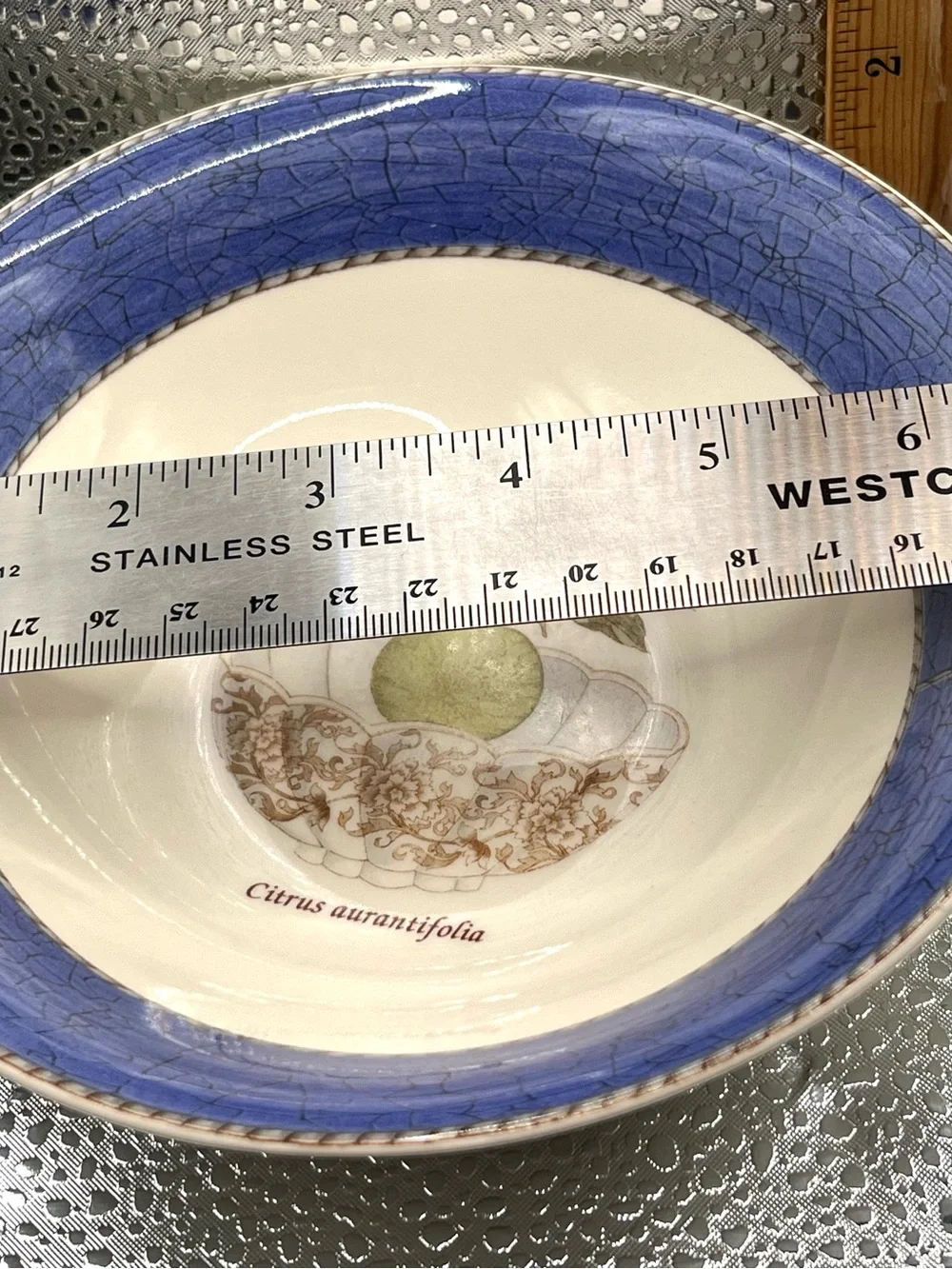 WEDGEWOOD Sarah's Garden Queensware Blue-rimmed Cereal/Soup Bowl 6.75 in. (D)